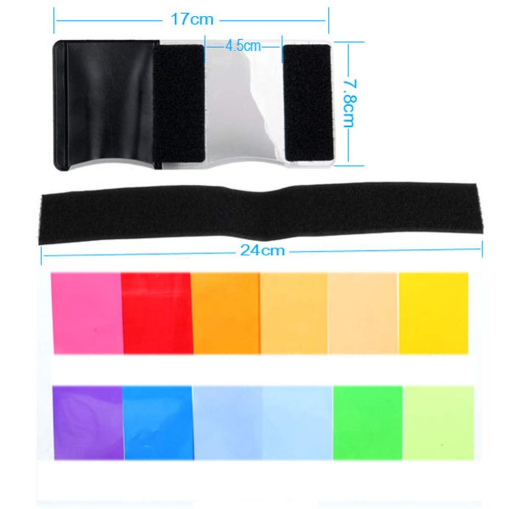 12 Colors Camera Flash Gels Li - Photography Lighting Meter ulasan dan harga